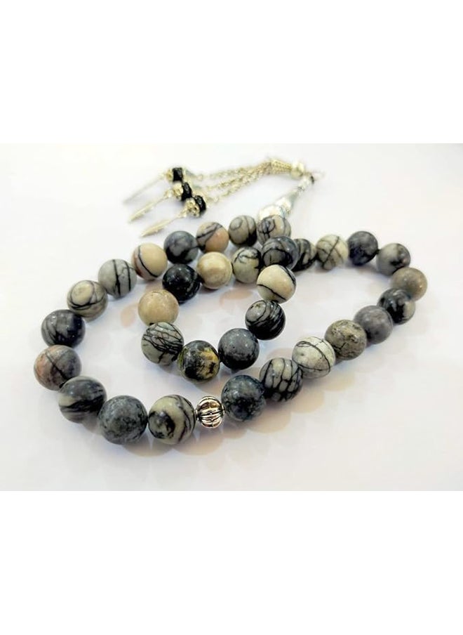Generic Elegant Handmade Natural Mountain Jasper 33 Beads Rosary  - Image 2