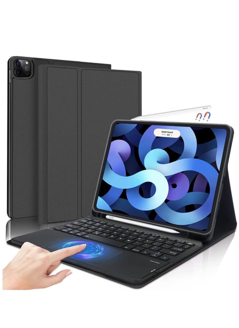 iPad Keyboard Case for iPad Air 4th Generation Detachable Wireless Bluetooth Trackpad Keyboard Smart Folio Cover with Pencil Holder Fit for iPad Pro 11 Inch 2021 /2020 /2018 iPad Air 4 2020
