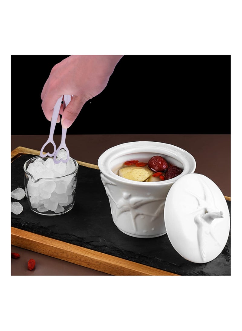 Excefore 6 Pcs Sweet Tongs, Mini Serving Tongs Stainless Steel Sugar Tongs Heart Sugar Tongs Silver Ice Cube Tong Small Lemon Tongs for Food Sweets Bread Cake Tea Coffee Bucket Kitchen Wedding Party - Image 3