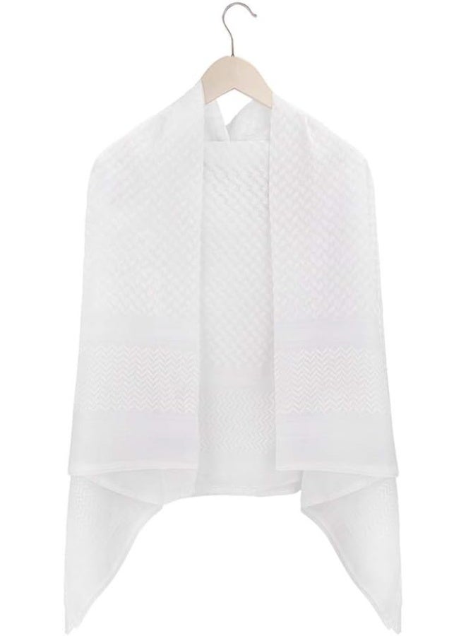 فابينني شماغ عربي كبير، وشاح كوفية أبيض، حجاب عربي تقليدي للرجال وشال إسلامي، لفافة صحراوية، كوفية خفيفة الوزن قابلة للتهوية للشمس والغبار والصلاة - Image 4