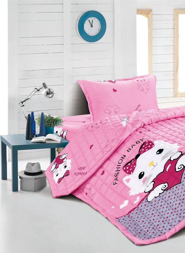 مون طقم لحاف أطفال مقاس مفرد مكون 3 قطع، سرير سينجل (يتضمن 1 و ملاءة و1 كيس وسادة نوم) خفيف الوزن قابل للعكس، غطاء مناسب لجميع فصول السنة، - Image 2