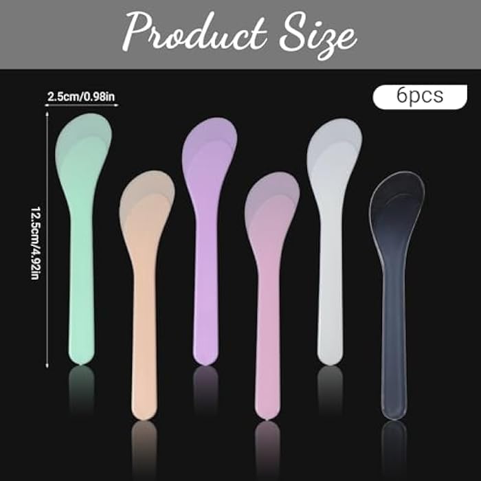 Exircy 6 PCS Plastic Cosmetic Spatula, Candy Color Makeup Scoops Spatulas Stick Applicator Reusable Cosmetic Mask Mixing Spoon Beauty Spa Makeup Tools for Lotions Moisturizers DIY Cream Mixing - Image 2