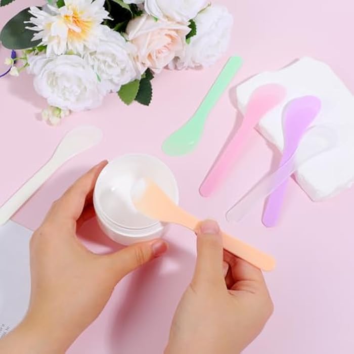 Exircy 6 PCS Plastic Cosmetic Spatula, Candy Color Makeup Scoops Spatulas Stick Applicator Reusable Cosmetic Mask Mixing Spoon Beauty Spa Makeup Tools for Lotions Moisturizers DIY Cream Mixing - Image 4