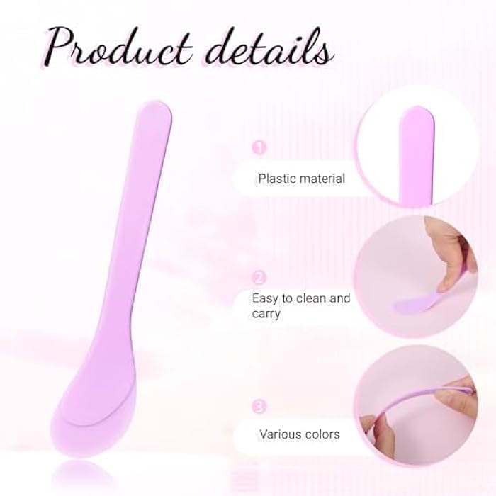 Exircy 6 PCS Plastic Cosmetic Spatula, Candy Color Makeup Scoops Spatulas Stick Applicator Reusable Cosmetic Mask Mixing Spoon Beauty Spa Makeup Tools for Lotions Moisturizers DIY Cream Mixing - Image 3