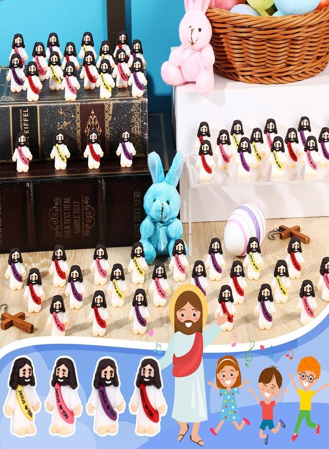 Bememo 100 Pcs Little Jesus Figures Jesus Loves You Original Design Rubber Pocket Toys Little Figures to Hide and Seek Sunday School Religious Party Share Gifts(Bright Colors) - Image 3