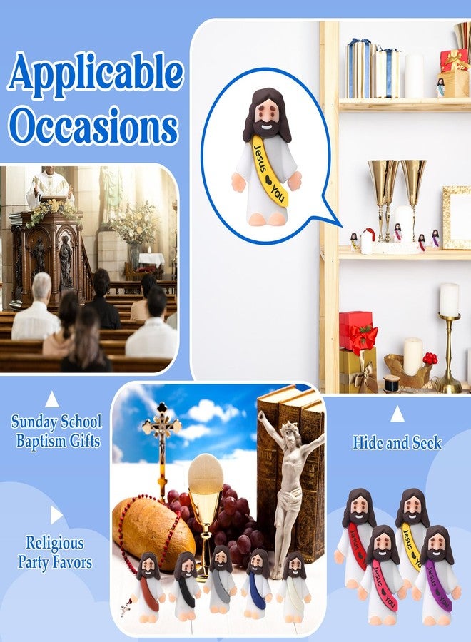 Bememo 100 Pcs Little Jesus Figures Jesus Loves You Original Design Rubber Pocket Toys Little Figures to Hide and Seek Sunday School Religious Party Share Gifts(Bright Colors) - Image 4