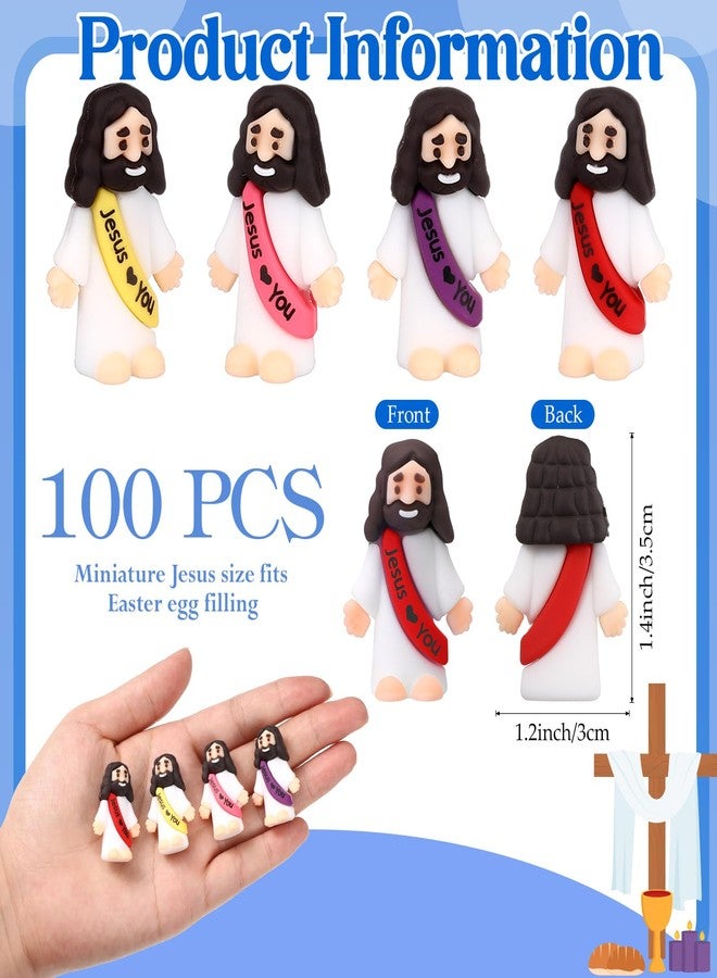 Bememo 100 Pcs Little Jesus Figures Jesus Loves You Original Design Rubber Pocket Toys Little Figures to Hide and Seek Sunday School Religious Party Share Gifts(Bright Colors) - Image 2