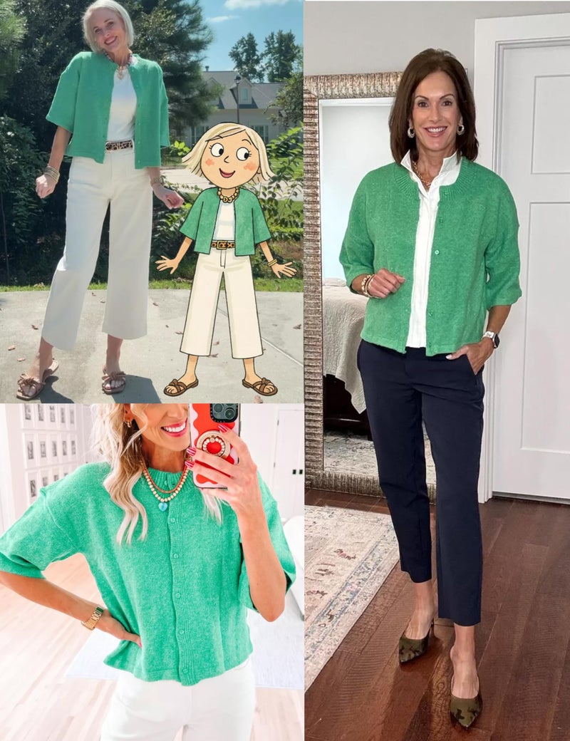 Springrain Cardigan Sweaters for Women Lightweight Knit Cropped Cardigan Button Up Solid Knitwear(Green-S) - Image 1