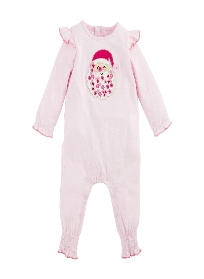 Mud Pie Baby Girl Bodysuit, Pink Santa, 9-12 Months