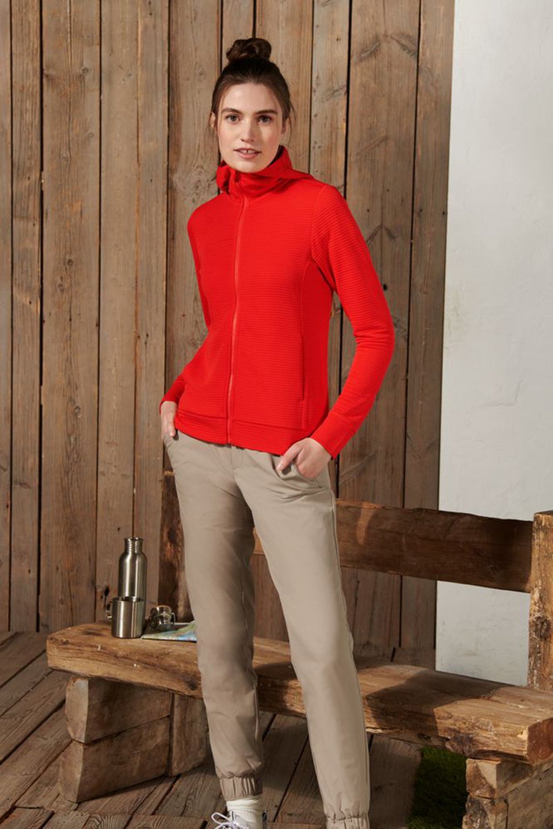 Tchibo Women Hooded Textured Jacket, Vermilion  - Image 1