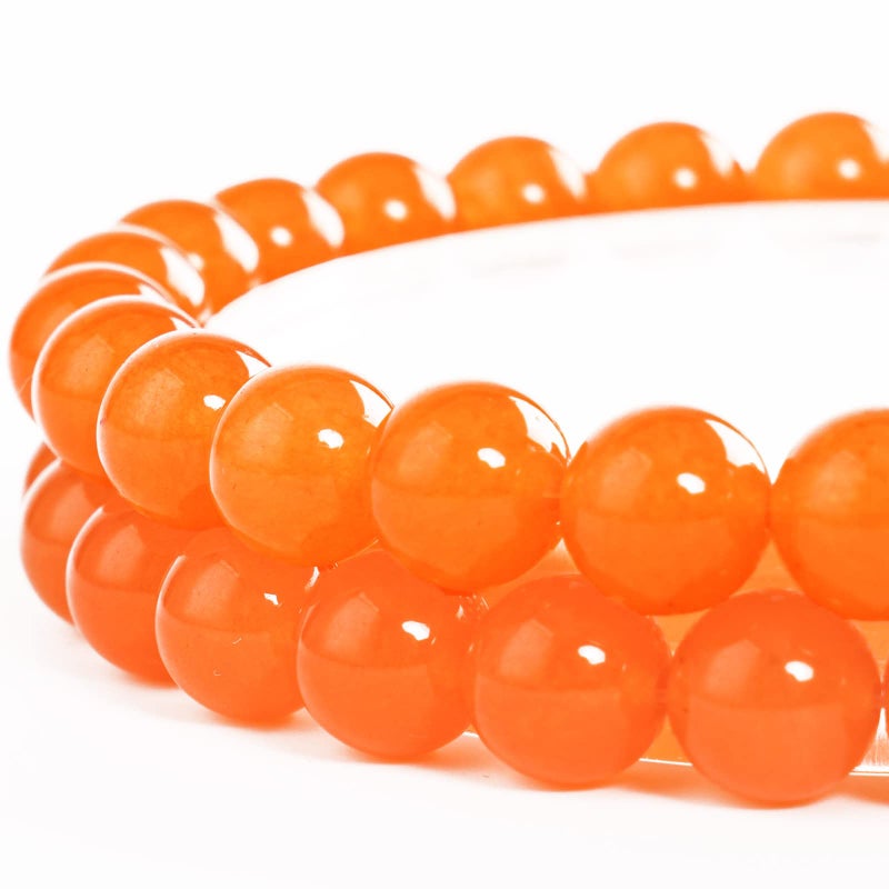 6mm Natural Orange Chalcedony Round Bead 60PCS Bulk Gemstone Beads for Jewelry Making DIY Bracelets Necklaces Includes Crystal Stretch Cord Stone Beads for Crafting Gifts