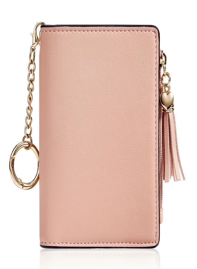Gostwo Small Wallets for Women, Stylish Womens Wallet with ID Window, Zippered Coin Pocket and Tassel. Cute RFID Wallet for Women, ideal for Teen Girls, Commuters, and Women for Daily Use, Light Pink - Image 1