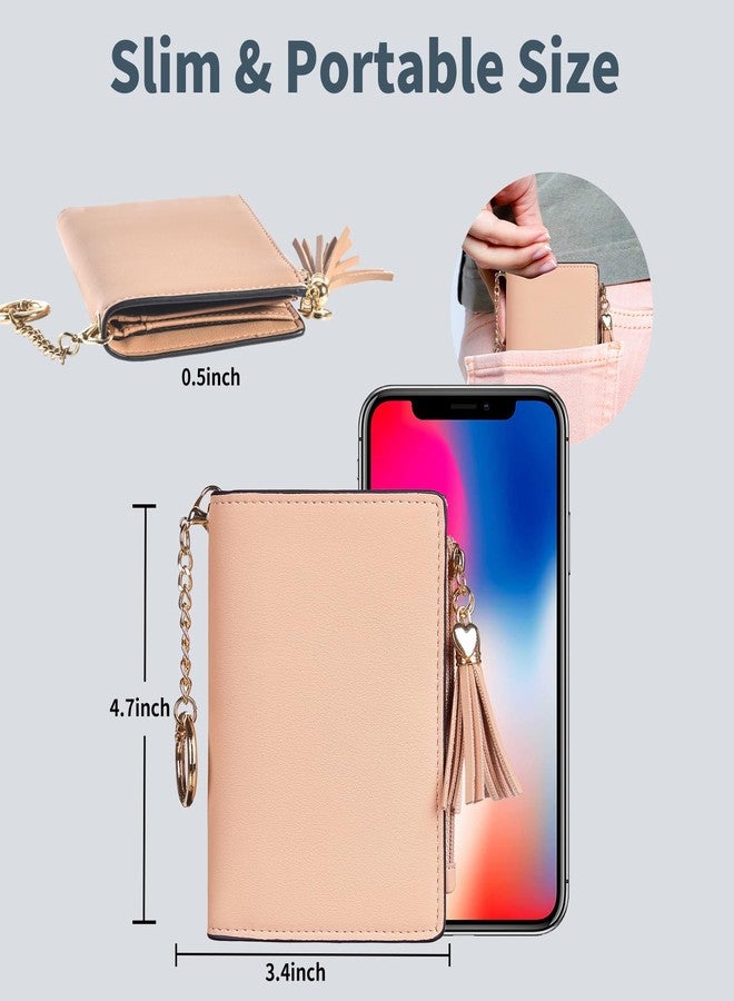 Gostwo Small Wallets for Women, Stylish Womens Wallet with ID Window, Zippered Coin Pocket and Tassel. Cute RFID Wallet for Women, ideal for Teen Girls, Commuters, and Women for Daily Use, Light Pink - Image 4
