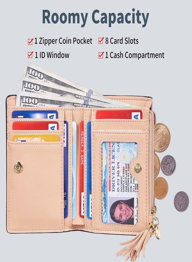 Gostwo Small Wallets for Women, Stylish Womens Wallet with ID Window, Zippered Coin Pocket and Tassel. Cute RFID Wallet for Women, ideal for Teen Girls, Commuters, and Women for Daily Use, Light Pink - Image 3
