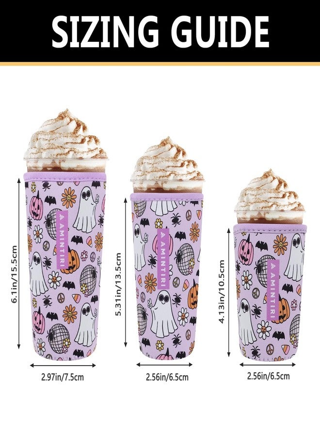 Amintiri 3 Pack Reusable Sleeve for Iced Coffee Cup, Coffee Neoprene Sleeve for Iced&Hot Drinks, Coffee Sleeve Compatible with Starbucks, Dunkin Coffee Cup. (Halloween Boo) - Image 3