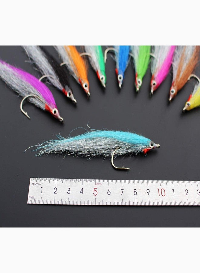 Tigofly 10 pcs 10 Colors 1/0 4cm High Carbon Hook Holo Silver Salmon Trout Sea Bass Steelhead Minnow Fly Fishing Flies Lure Set - Image 3