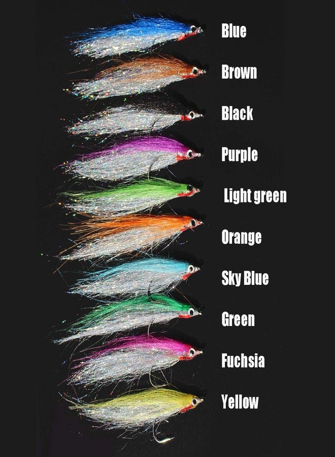 Tigofly 10 pcs 10 Colors 1/0 4cm High Carbon Hook Holo Silver Salmon Trout Sea Bass Steelhead Minnow Fly Fishing Flies Lure Set - Image 4