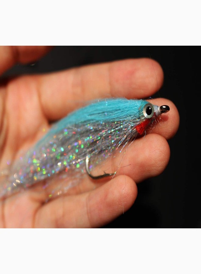 Tigofly 10 pcs 10 Colors 1/0 4cm High Carbon Hook Holo Silver Salmon Trout Sea Bass Steelhead Minnow Fly Fishing Flies Lure Set - Image 1
