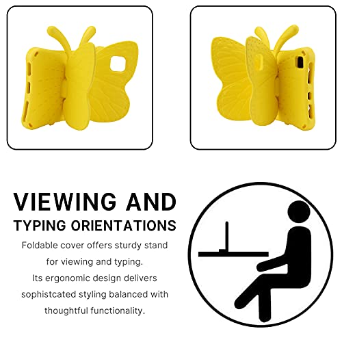 FunnyWin iPad Pro 11 2024 Case Kids,iPad 10.9 Air 6 Air 5 4 Butterfly Kids Case with Stand Light EVA Full Boby Drop Protective Rugged Shockproof Kid-Proof iPad Pro 11 Kid Case for Girl Kid Gift (Yellow) - Image 5