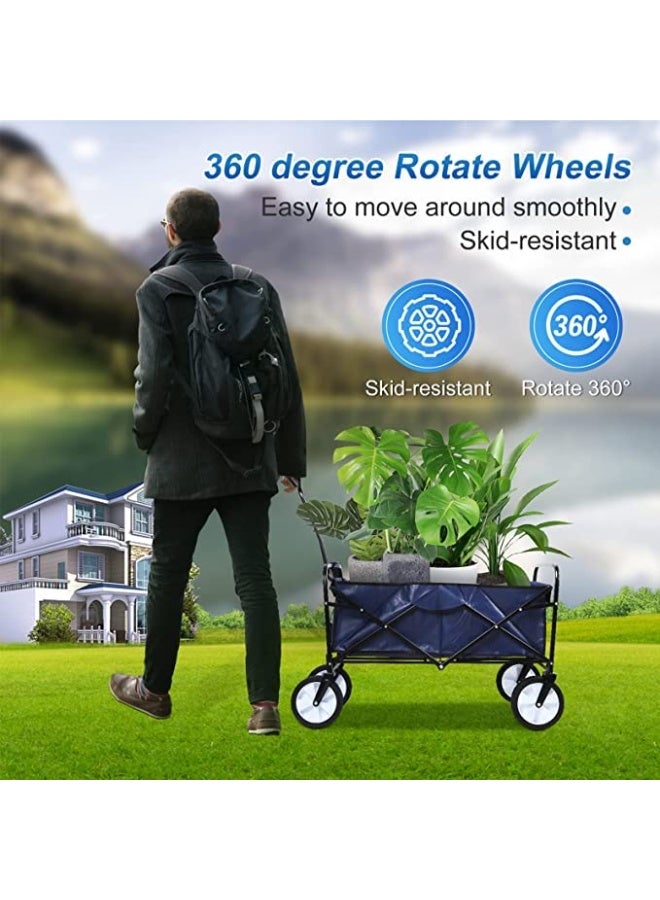 Generic Handcart Folding Beach Fishing Shopping Grocery Shopping cart Trailer Load Bearing 80KG Blue  - Image 5