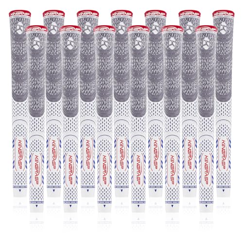 KINGRASP Multi Compound Golf Grips,Golf club grips midsize standard Size,13 Grips Set,6 Colors Optional,Anti-Slip High Stability,All Weather Cord Rubber Golf Club Grips(Gray/White, midsize ) - Image 1