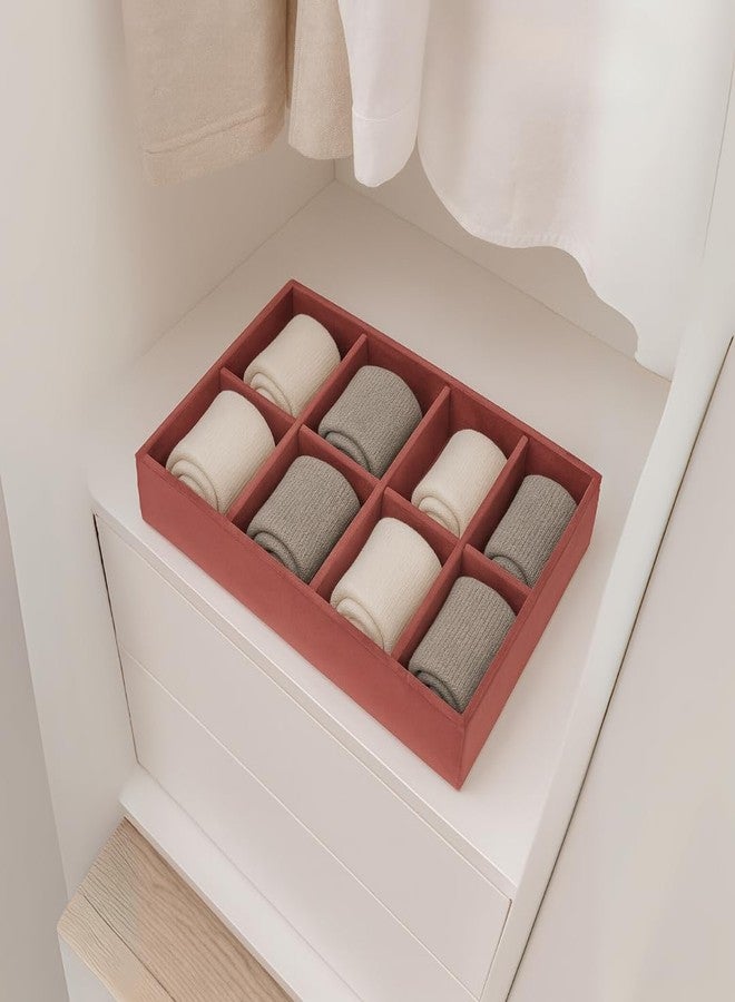 La Trove 8 Slot Velvet Drawer Organizer Tray – Socks, Tie & Underwear Storage Organizer for Closet Drawer Divider, Pink - Image 4