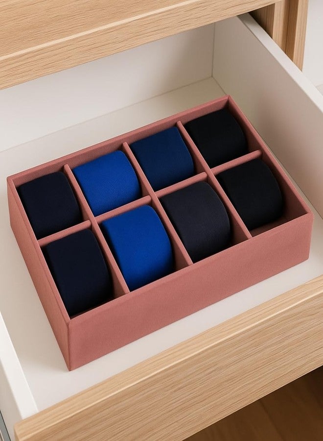 La Trove 8 Slot Velvet Drawer Organizer Tray – Socks, Tie & Underwear Storage Organizer for Closet Drawer Divider, Pink - Image 5