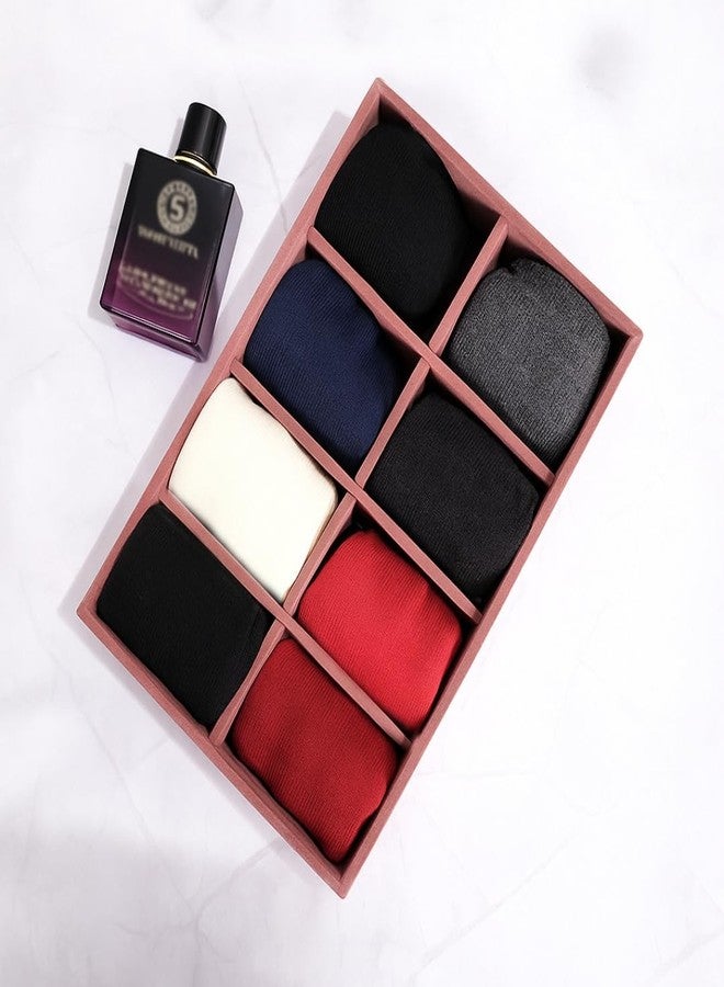 La Trove 8 Slot Velvet Drawer Organizer Tray – Socks, Tie & Underwear Storage Organizer for Closet Drawer Divider, Pink - Image 1