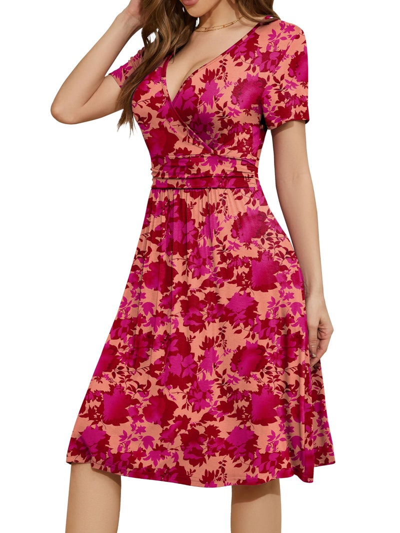 WEACZZY Summer Dresses for Women Vacation Floral Sundress Church Wedding Guest Party Dresses,Maple Leaf,M - Image 2