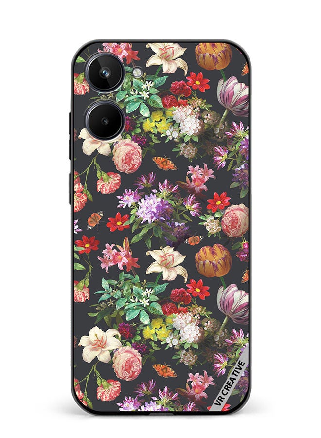 VR CREATIVE Protective Case Cover For Realme 10 Vintage Flower Design Multicolour - Image 1