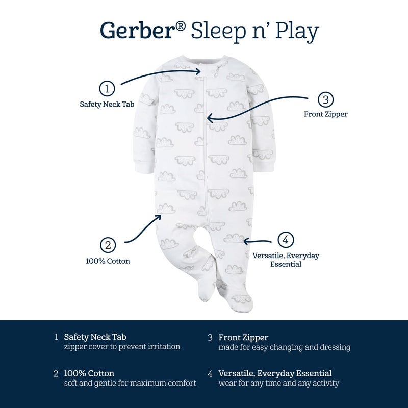 Gerber Baby Boys' 4 Pack Sleep 'N Play Footie, Dinosaur Blue, Newborn - Image 5
