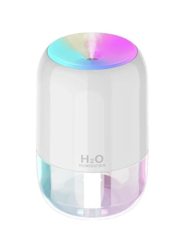 اتش 2 او مرطب هواء كهربائي صغير بمنفذ USB وخزان سعة 200 مل مع ألوان متنوعة وإضاءة ليد - Image 1
