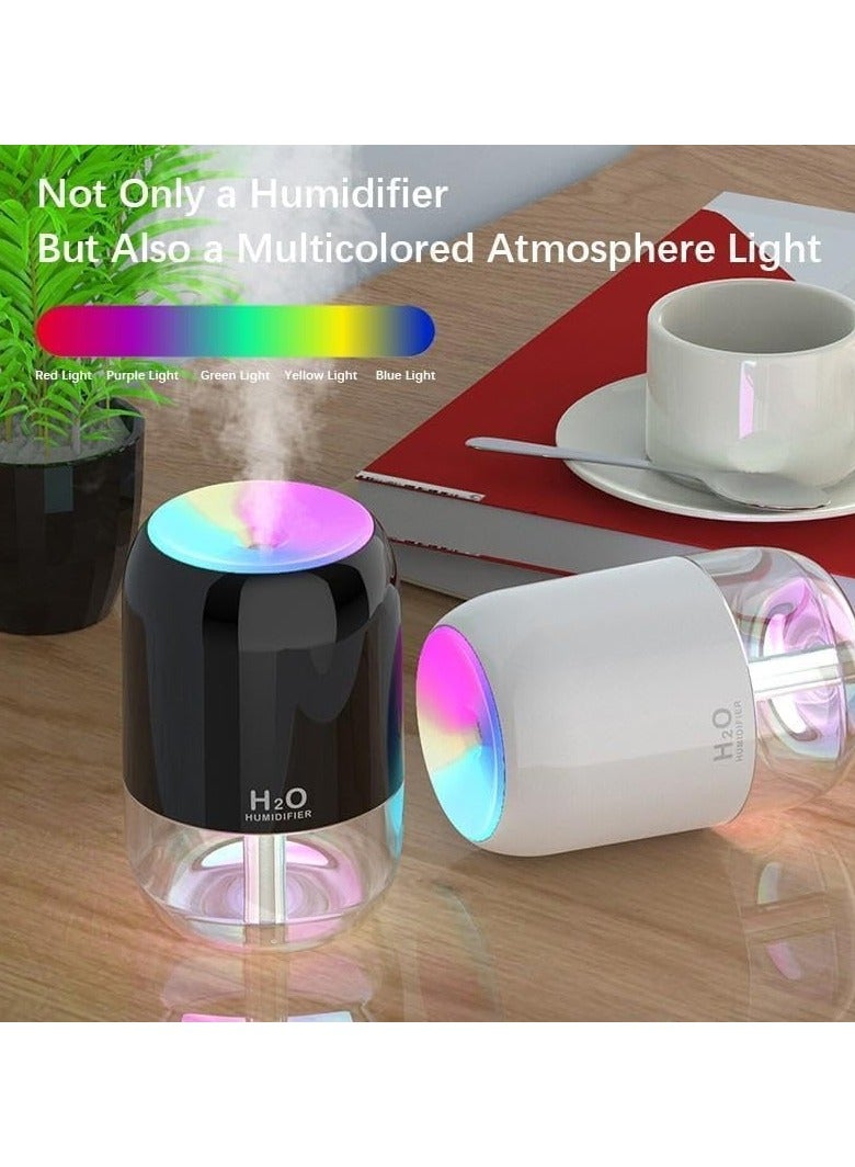 اتش 2 او مرطب هواء كهربائي صغير بمنفذ USB وخزان سعة 200 مل مع ألوان متنوعة وإضاءة ليد - Image 2