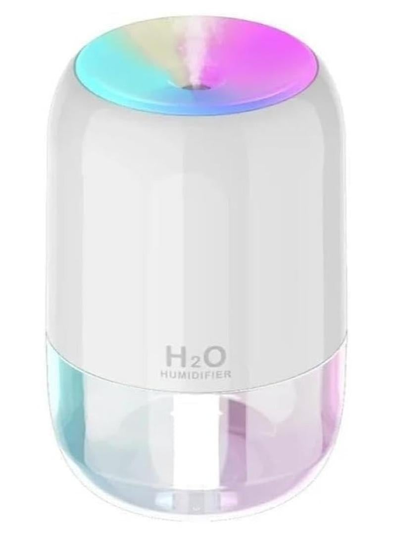 اتش 2 او مرطب هواء كهربائي صغير بمنفذ USB وخزان سعة 200 مل مع ألوان متنوعة وإضاءة ليد - Image 1