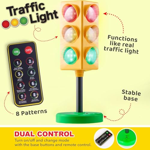ArtCreativity Traffic Light - Teacher Classroom Must Haves Supplies, 8 Modes with Remote -Classroom Decor, Kindergarten Educational Lamp -Real Traffic Light Rotation Mode, Red Lights Green Lights Game - Image 2