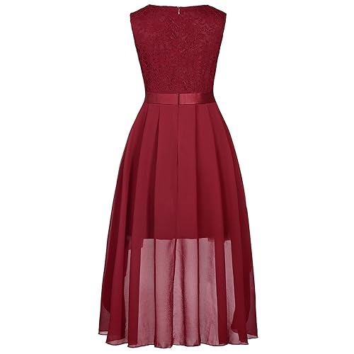 Binboll Girl Dress Sleeveless Elegant V Neck Vintage Girls Formal Bridesmaid Hi-Lo Hem Chiffon Long Party Dress - Image 2