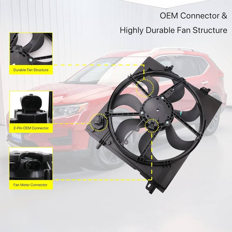 MNJWS Radiator Cooling Fan Assembly for 2017-2022 Nissan Rogue Sport 2.0L - Image 4