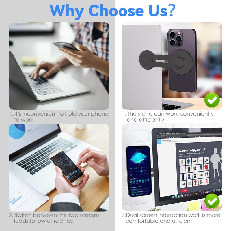 CloudValley Magnetic Laptop Phone Holder, Adjustable Continuity Camera Mount Compatible with MagSafe & for iOS 16 / macOS 13 Ventura, Slim Portable Computer Expansion Bracket for Smartphone, Black - Image 3