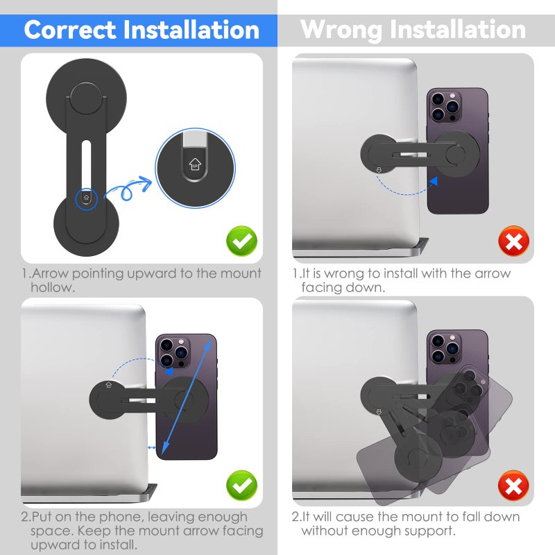 CloudValley Magnetic Laptop Phone Holder, Adjustable Continuity Camera Mount Compatible with MagSafe & for iOS 16 / macOS 13 Ventura, Slim Portable Computer Expansion Bracket for Smartphone, Black - Image 4