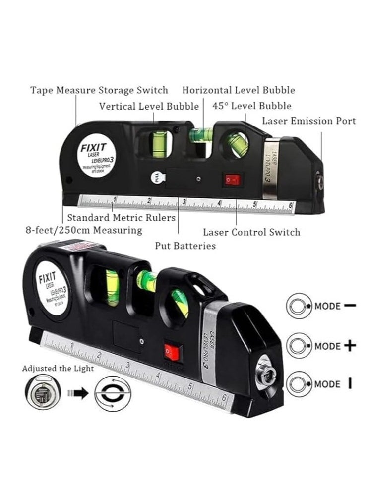 REBENUO Laser Level Tool, Multipurpose Laser Level Kit Standard Cross Line Laser level Laser Line leveler Beam Tool with Measure Tape Ruler Adjusted Metric Rulersr  - Image 2