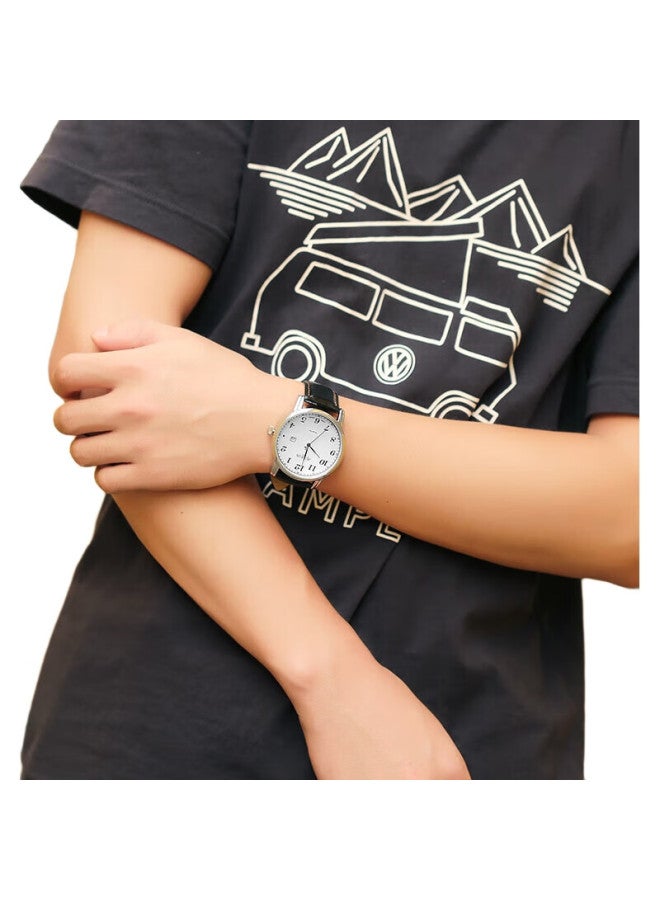 Julius Men'S Retro Fashion Calendar Window Casual Leather Strap Quartz Student Exam Men'S Watch Black Ja-508Ma - Image 2