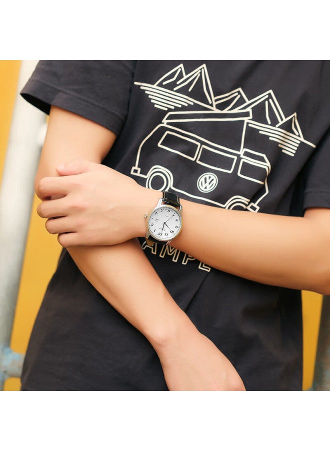 Julius Men's Retro Fashion Calendar Window Casual Leather Strap Quartz Student Exam Men's Watch Black Ja-508ma - Image 2