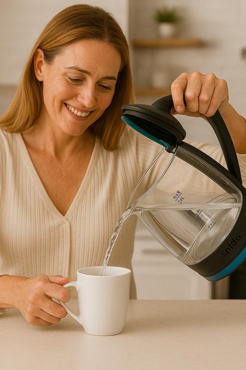 Spida SPD-DL3088 2L 2000W Electric Kettle – Glass Body with LED Light – Stylish and safe design with visible boiling. - Image 3