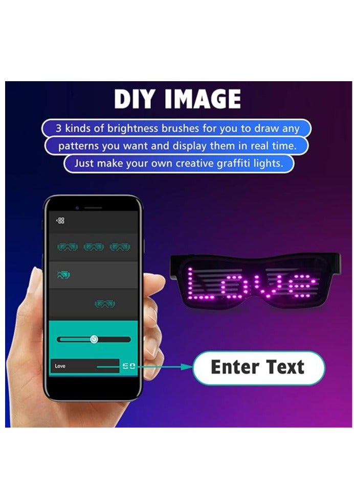 بي هابي نظارات LED قابلة للتخصيص بتقنية البلوتوث - نظارات مضيئة ملونة للرسائل يمكنك صنعها بنفسك متوهجة للحفلات والمهرجانات الموسيقية - Image 2