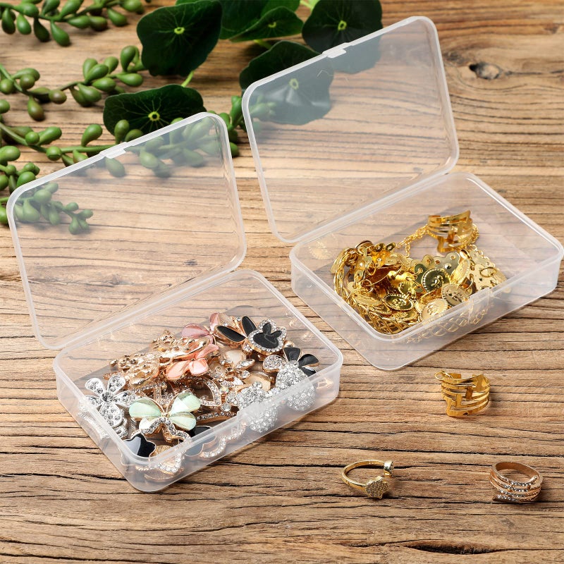 Tuanse 30 Pcs Clear Plastic Beads Storage Containers Box with Lids Multiple Sizes Storage Square Containers for Jewelry Beads Craft Supplies(4.1 x 3 x 1 Inch) - Image 3