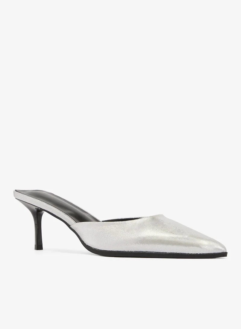 Ella Limited Edition Silver Metallic Open Back Mid Heel Pumps