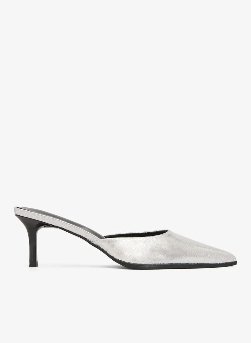 Ella Limited Edition Silver Silver Metallic Open Back Mid Heel Pumps for Women | Best Price UAE
