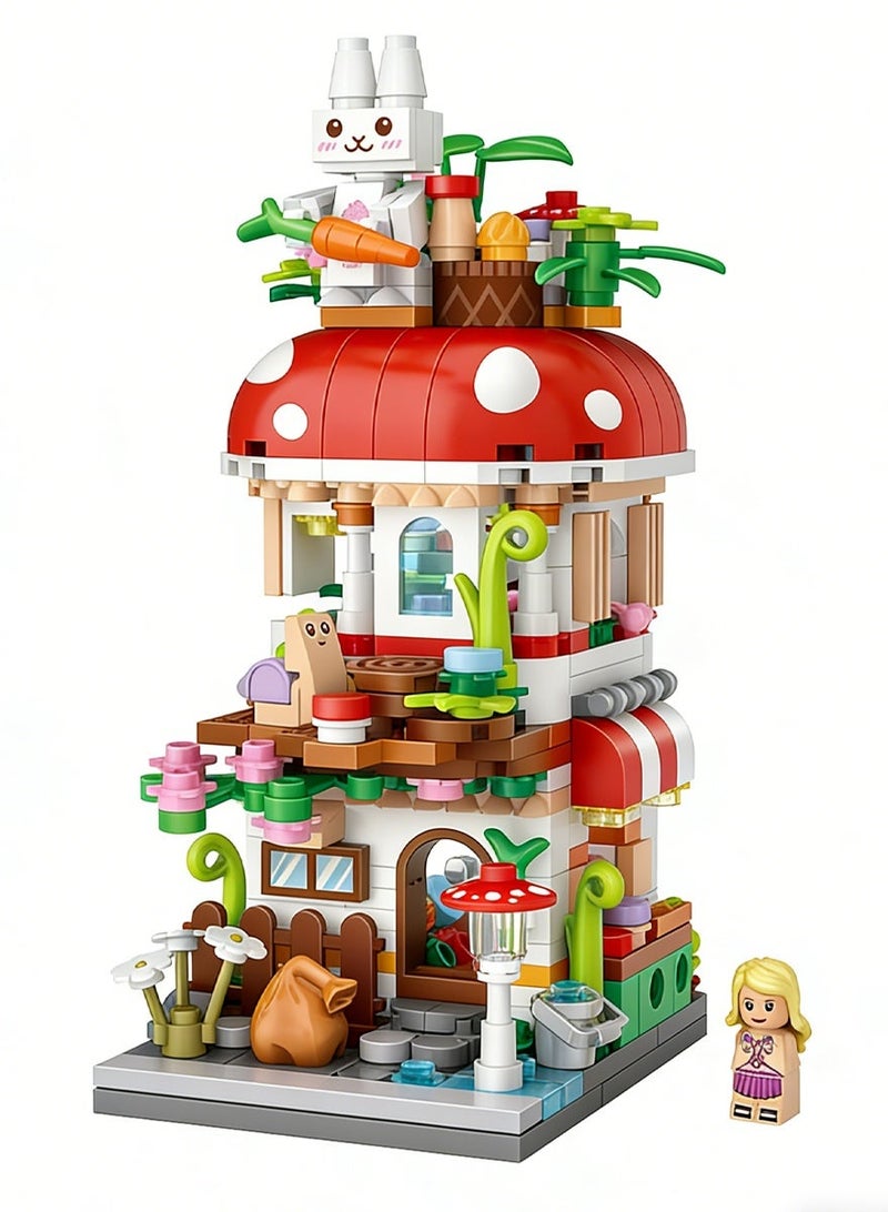 Loz Mini City Shop Street View Building Blocks Model Set,Creative DIY Simulation Architecture Collection Particle Construction Building Bricks Toy for Kids Adult Home Decor (Mushroom House) - Image 1