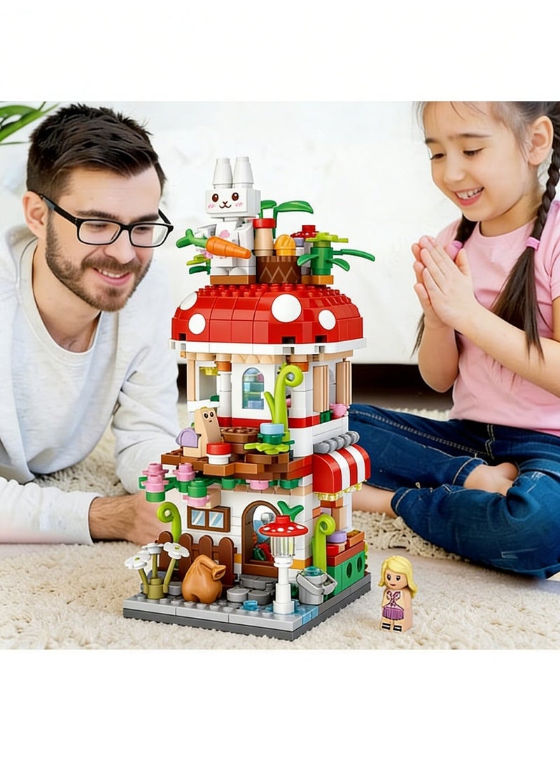 Loz Mini City Shop Street View Building Blocks Model Set,Creative DIY Simulation Architecture Collection Particle Construction Building Bricks Toy for Kids Adult Home Decor (Mushroom House) - Image 4