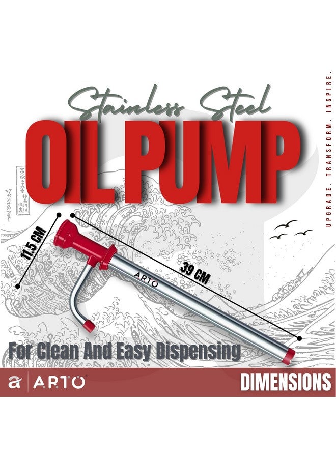 Arto Arto Manual Hand Pump for Oil, Fuel and Other fluids for Kitchen, Garage, Useful for 15 litres Tin Cans, Bottle Fuel Transfer, Oil Dispenser Pump (Stainless Steel)  - Image 2